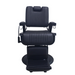 Black barber chair with headrest on a white background