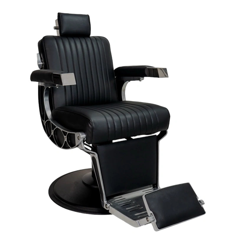 Karma Chandler Barber Chair Black Front Side View