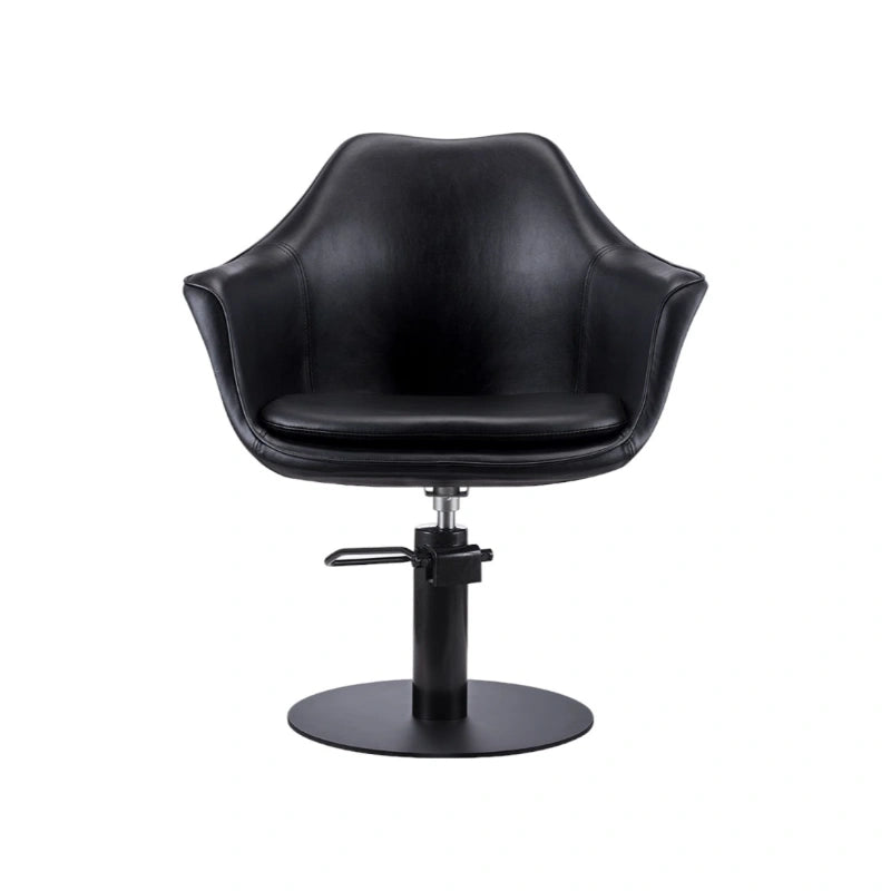 Black salon chair on a white background