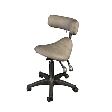 Brown adjustable chair with armrest on a white background