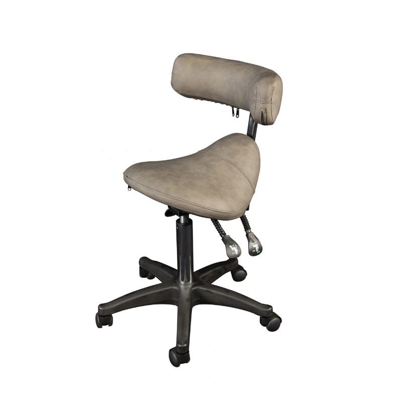Brown adjustable chair with armrest on a white background