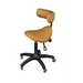 Brown saddle-style chair with black base on a white background