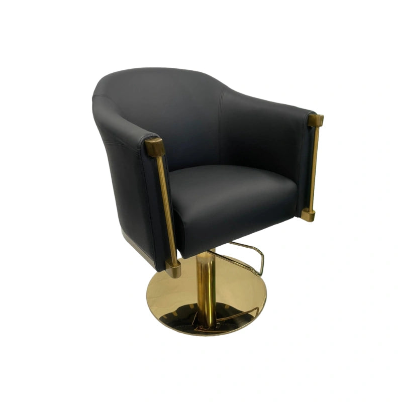 Karma Eden Salon Chair Black Gold Front Side View