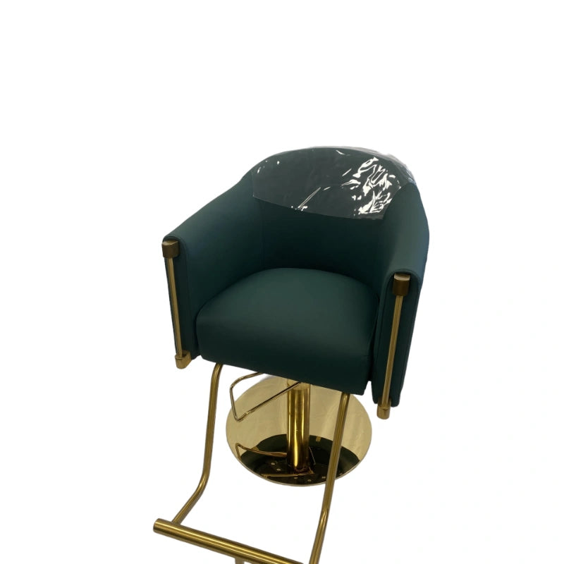 Karma Eden Salon Chair Green Gold Aerial Plastic Protector View