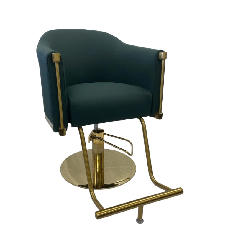 Karma Eden Salon Chair Green Gold Front Side View