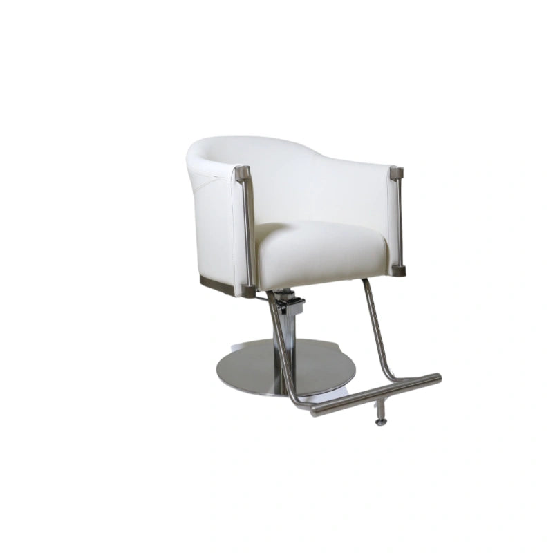 Karma Eden Salon Chair White Gold Front Side View