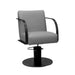 Gray salon chair with black base on a white background