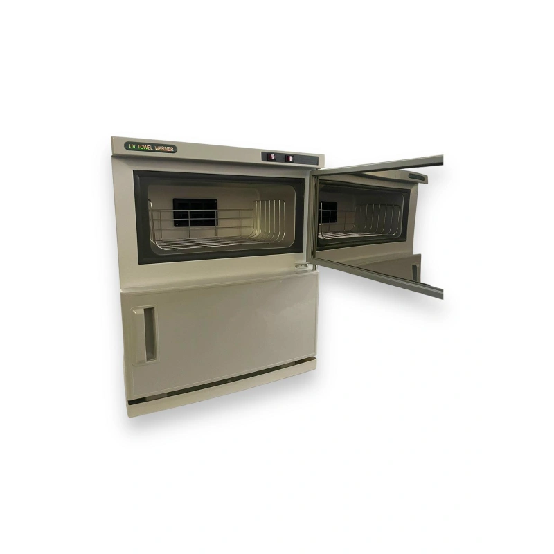 Commercial oven with open door on a white background