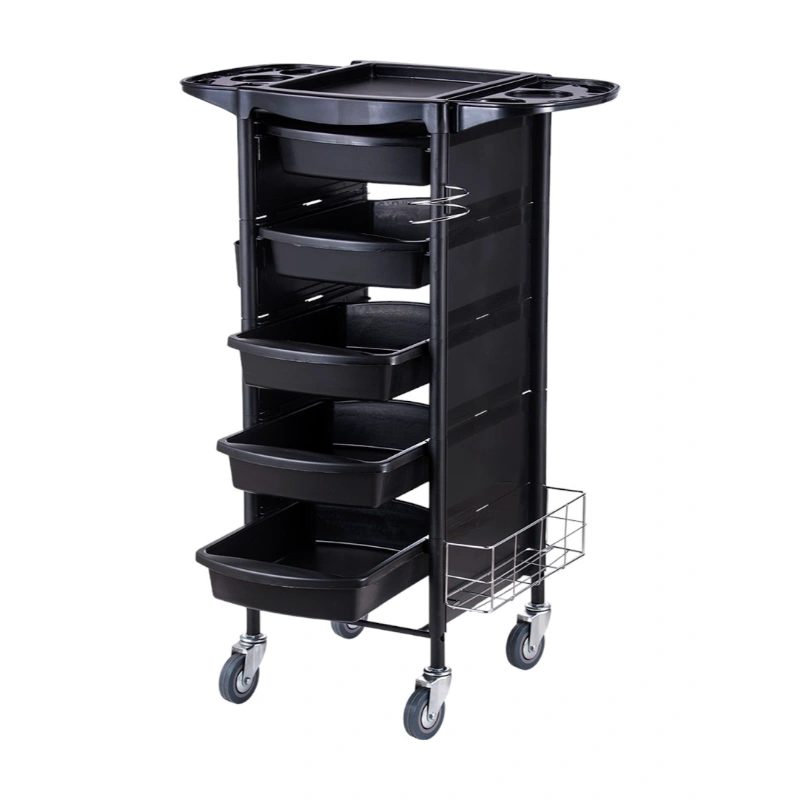 Karma Humpty Doo 5-Tray Hair Trolley Black Front Side View