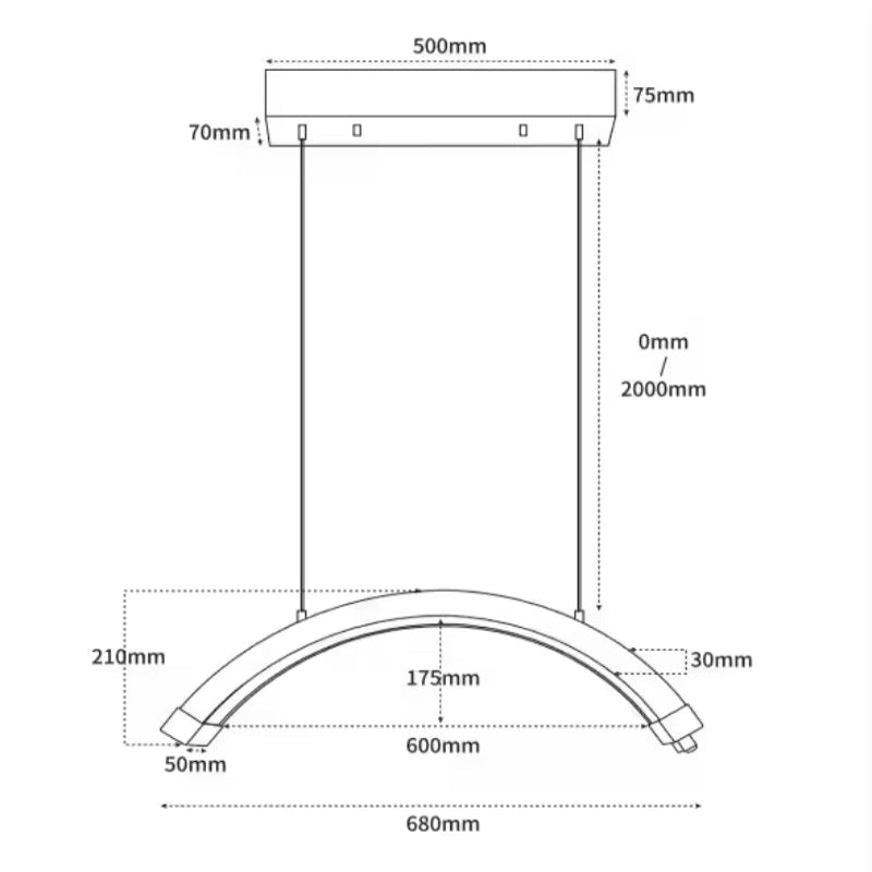 Karma LED Ceiling Mounted Lamp 71cm Dimensions