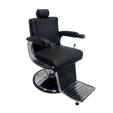 Karma Mt Isa Barber Chair Black Chrome Front Side View