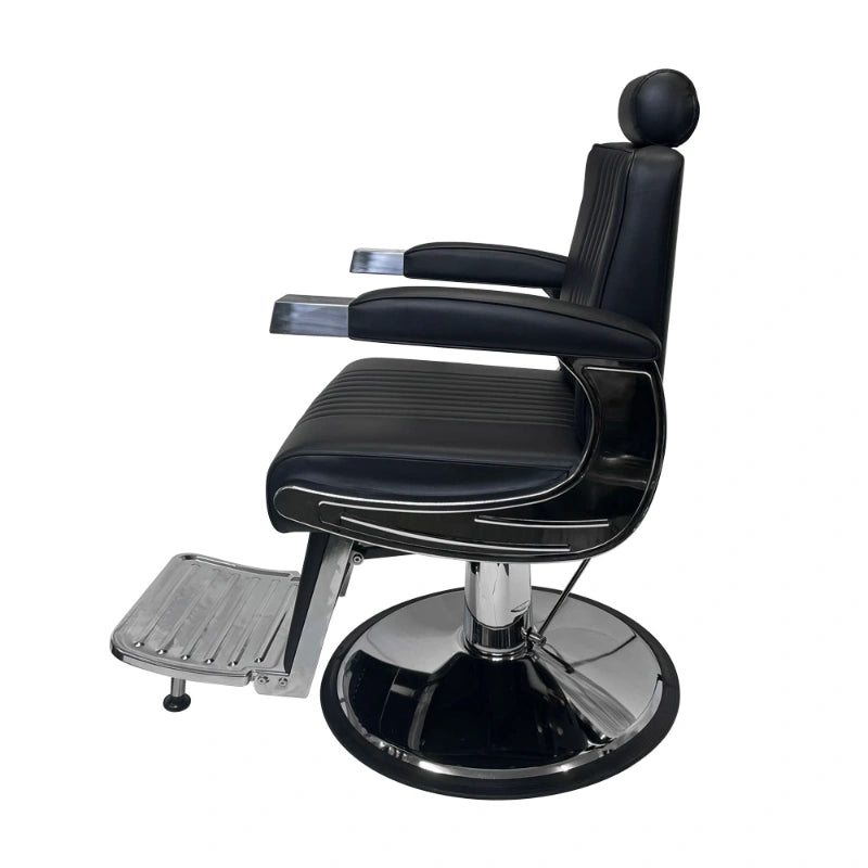 Karma Mt Isa Barber Chair Black Chrome Side View