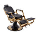 Karma Noosa Barber Chair Black Gold Reclined Front Side View