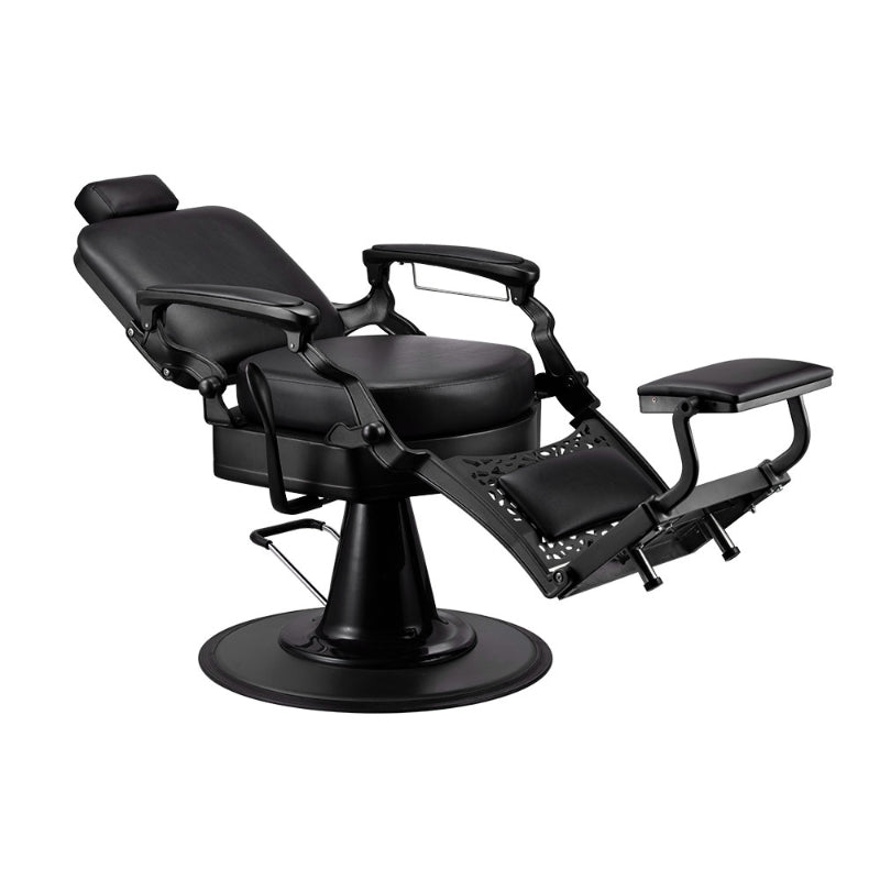 Karma Noosa Barber Chair Black Reclined Front Side View