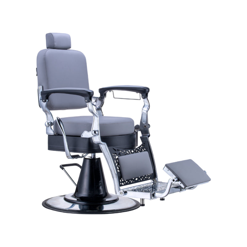 Karma Noosa Barber Chair Grey Black Front Side View