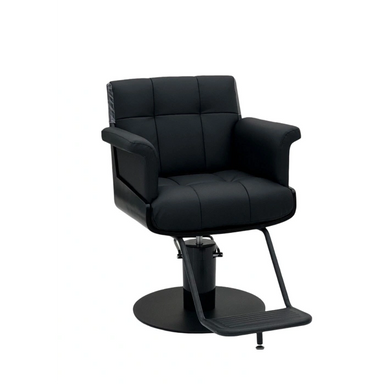 Black salon chair on a white background