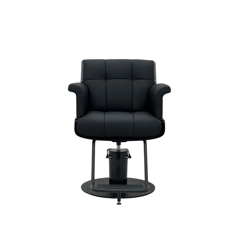Black salon chair on a white background