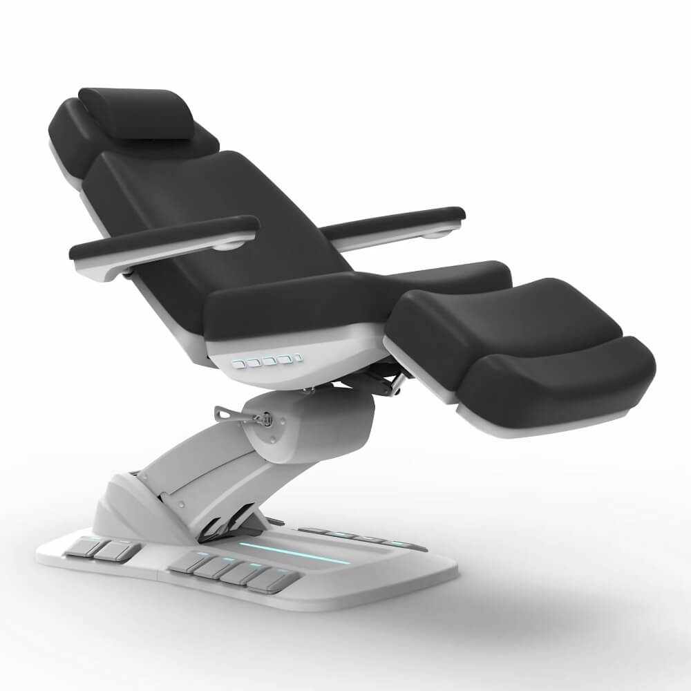 Karma Queenstown Full Electric Beauty Bed Black Reclined Front Side View