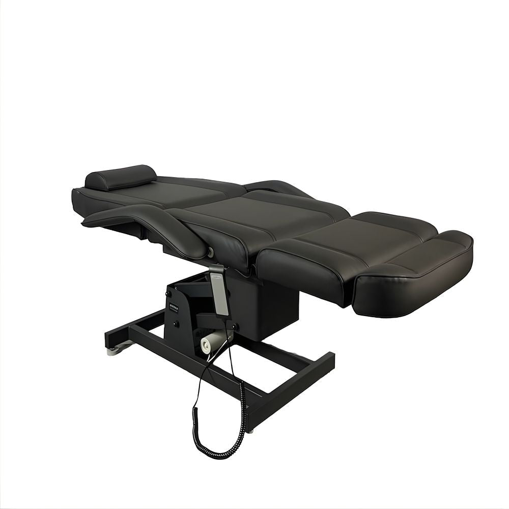 Karma Rotorua Electric Beauty Bed 3 Motor Adjustable Black Flat Position Front Side View