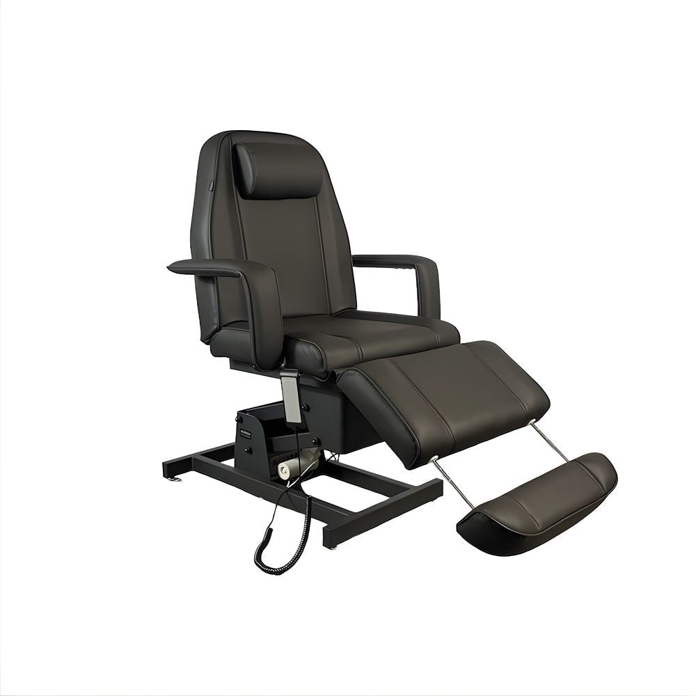 Karma Rotorua Electric Beauty Bed 3 Motor Adjustable Black Foot Rest Extended Front Side View
