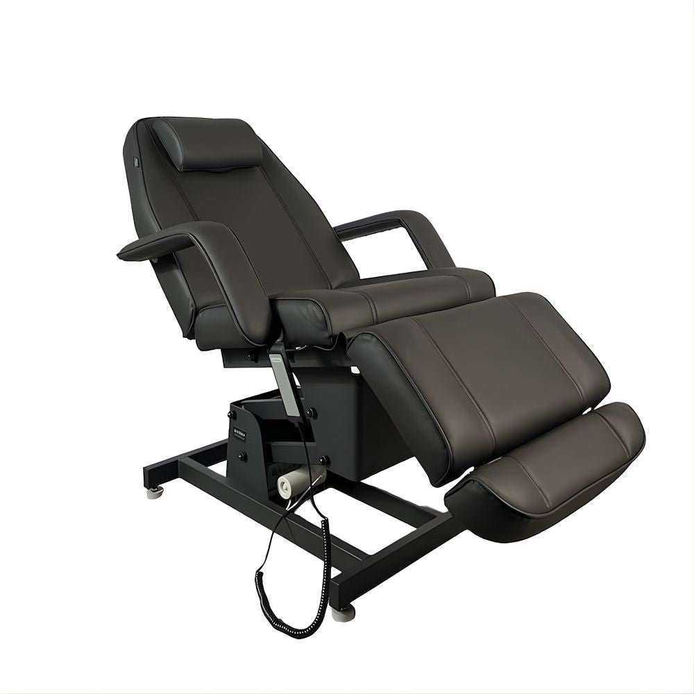 Karma Rotorua Electric Beauty Bed 3 Motor Adjustable Black Reclined Front Side View