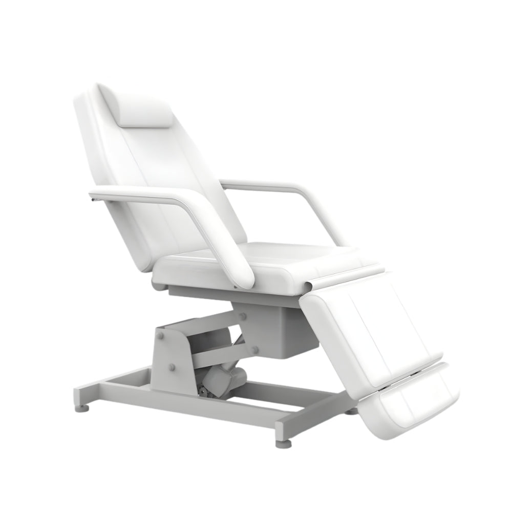 Karma Rotorua Electric Beauty Bed 3 Motor Adjustable White Reclined Front Side View