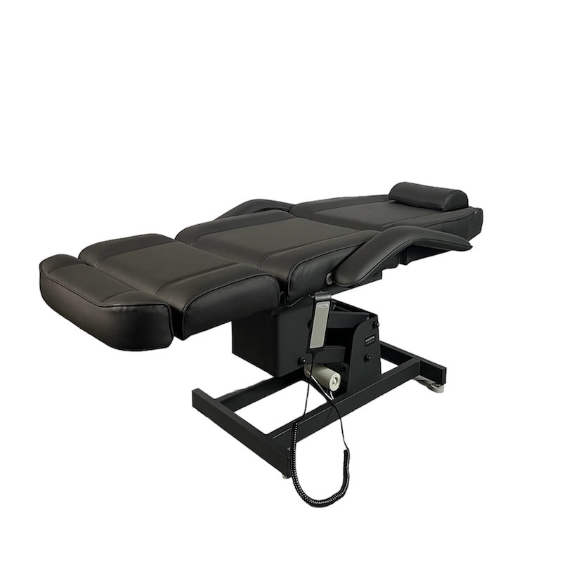 Karma Rotorua Electric Beauty Bed 3 Motor Adjustable Black Flat Position Front Side View