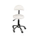White office chair with black metal base on a white background