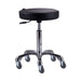 Black swivel stool with a round seat on a white background