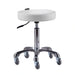 White stool with a chrome base on a white background