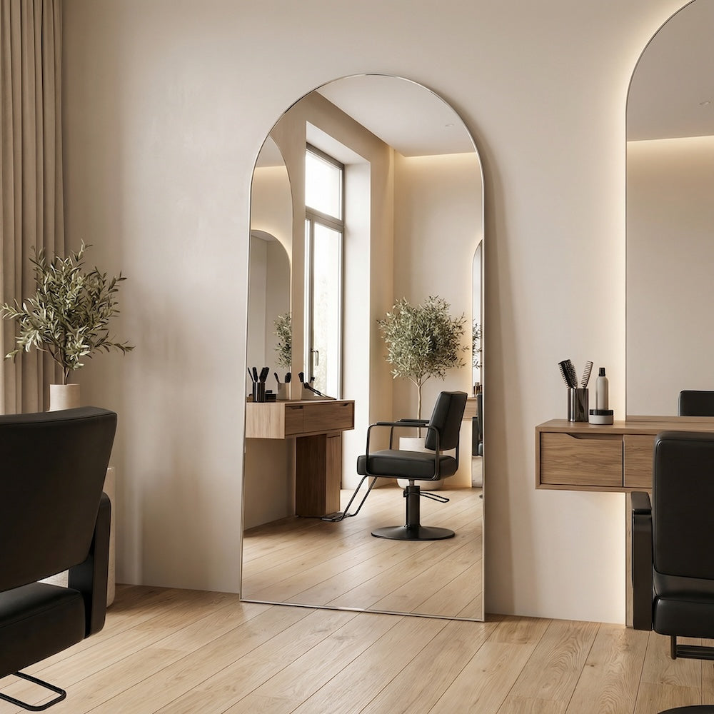 Louvre Mirrors Alto Arch Frameless Mirror Leaning Salon