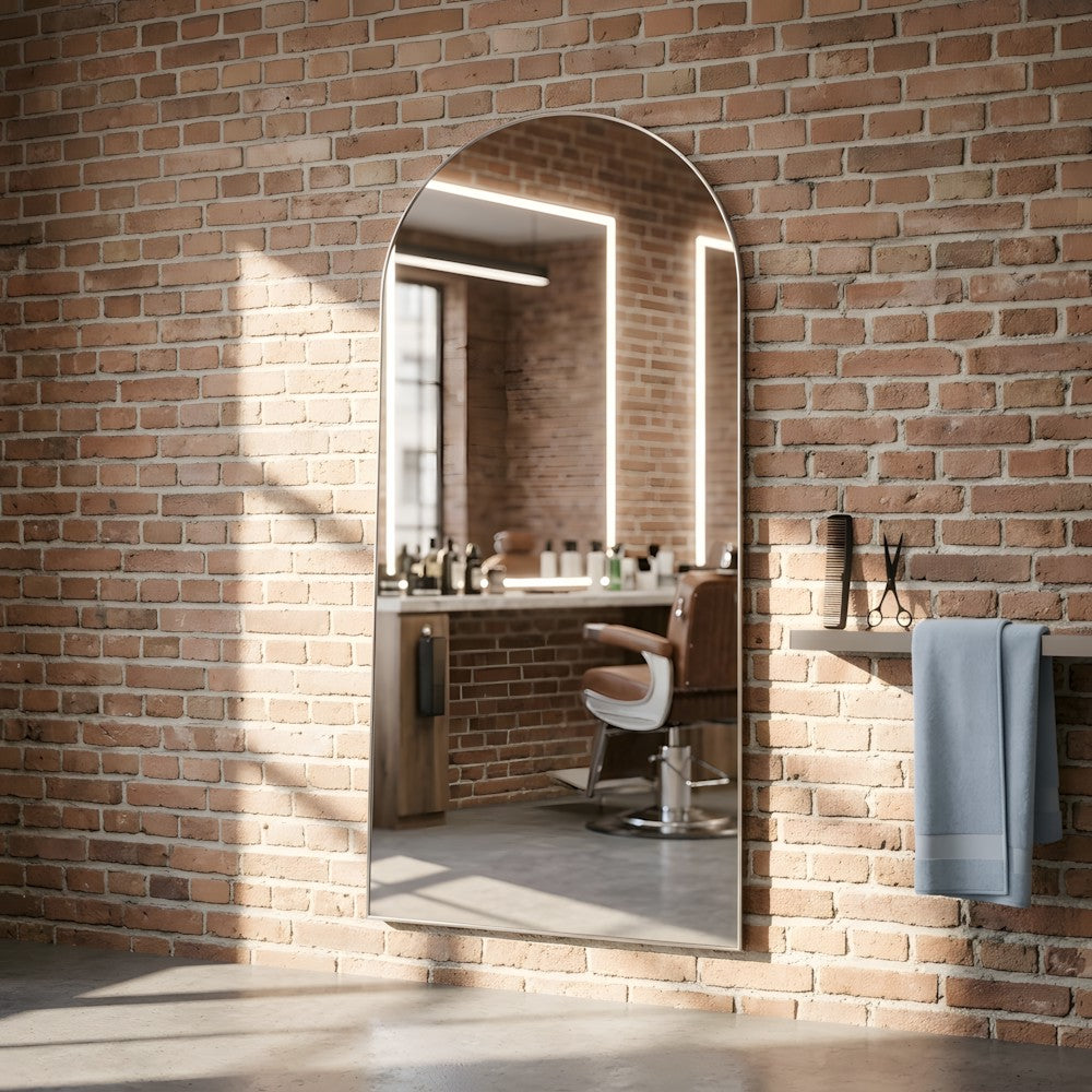 Louvre Mirrors Alto Arch Frameless Mirror Wall Mounted Front Side View