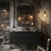 Louvre Mirrors Contour Arch Mirror Black Barbershop Front View