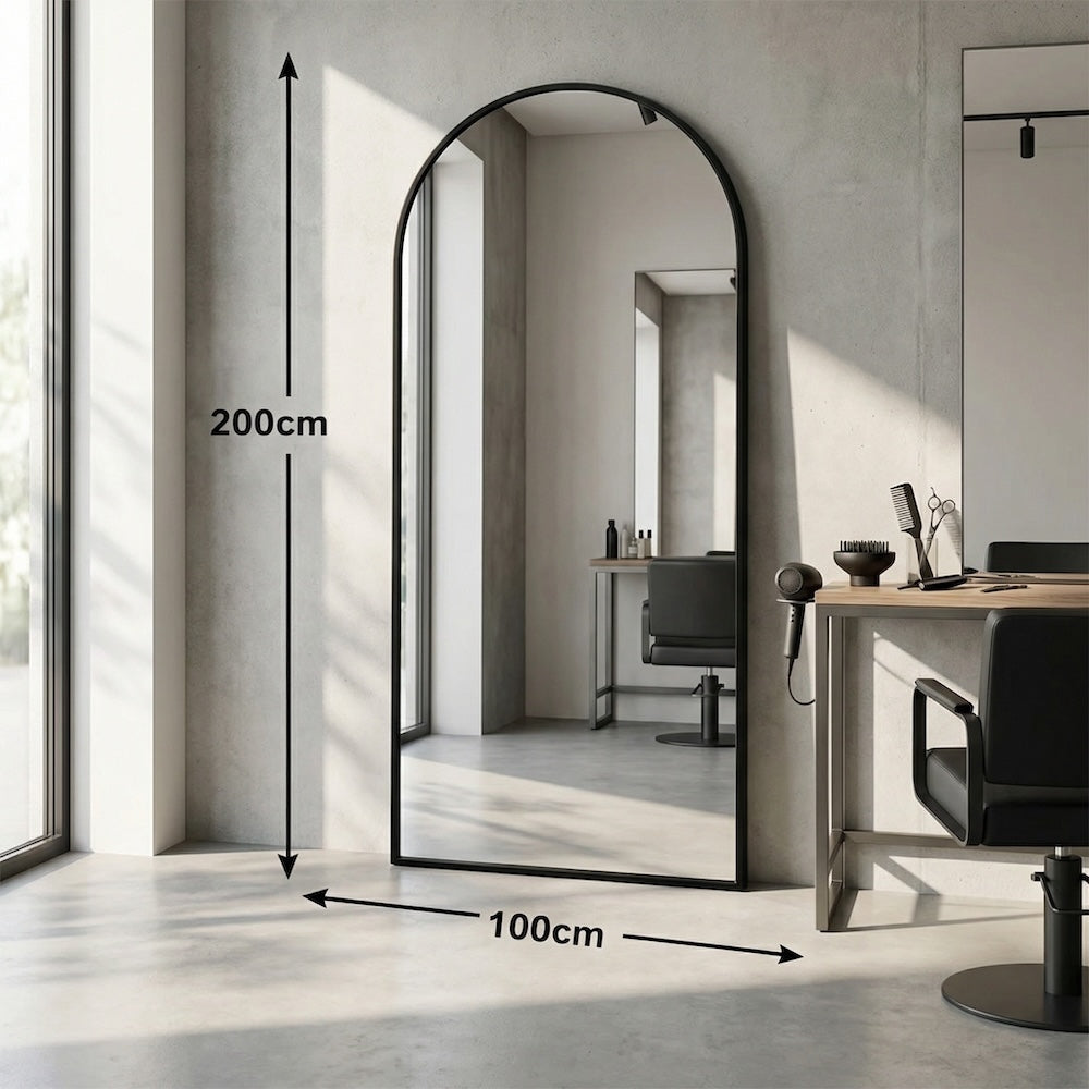 Louvre Mirrors Industrial Arch Salon Mirror Black Dimensions