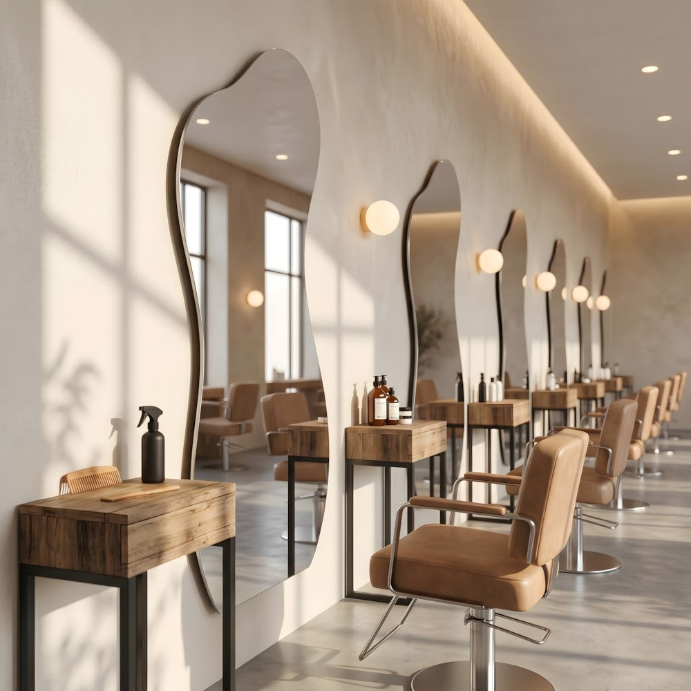 Louvre Mirrors Lyra Frameless Mirror Wall Mounted Row Salon