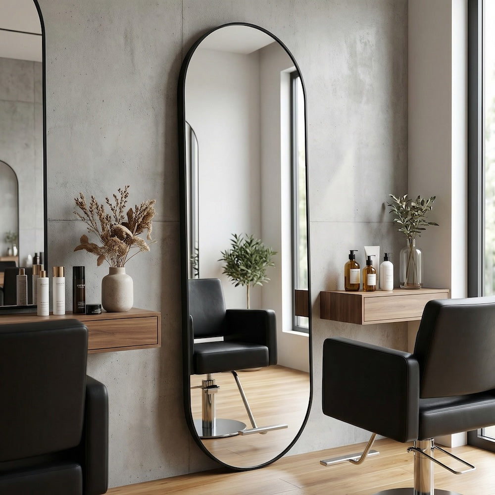 Louvre Mirrors Ovate Pill Wall Salon Mirror Black