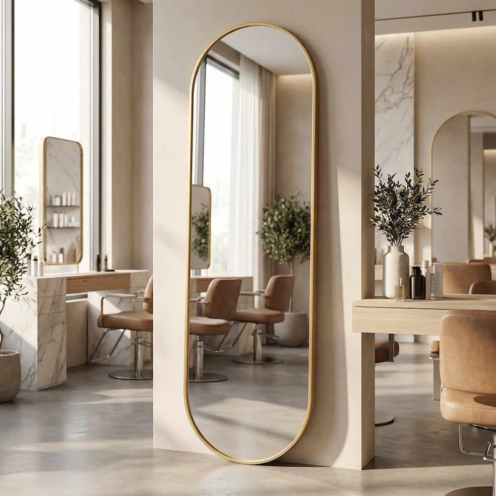 Louvre Mirrors Ovate Pill Wall Salon Mirror Gold