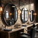 Louvre Mirrors Vero Round Wall Mirror Black Barber Row