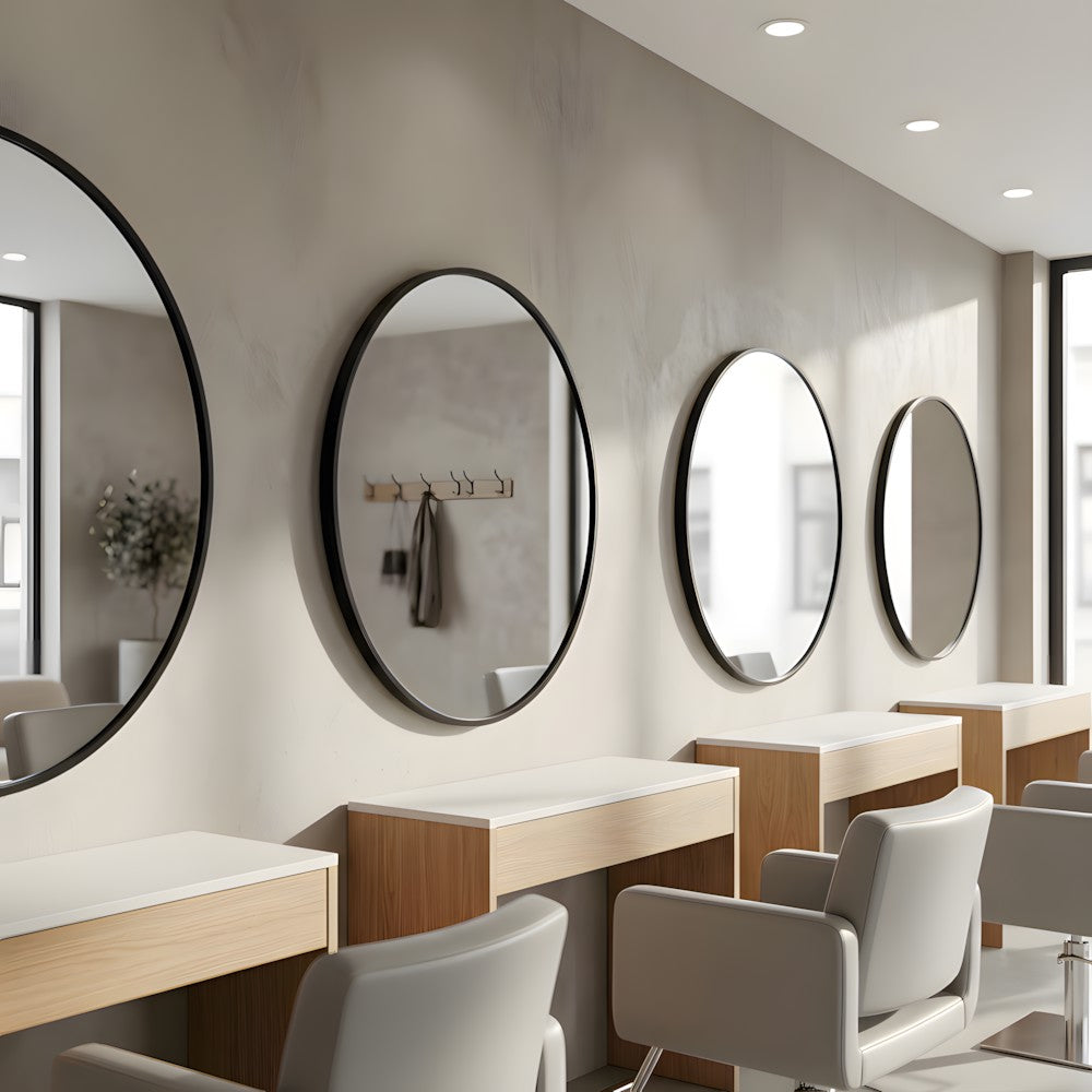 Louvre Mirrors Vero Round Wall Mirror Black Salon Row