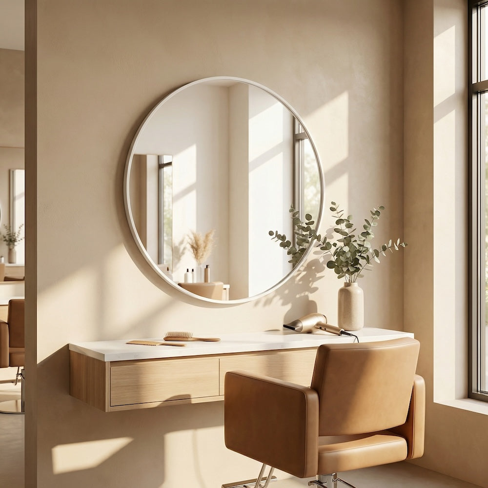 Louvre Mirrors Vero Round Wall Salon Mirror White